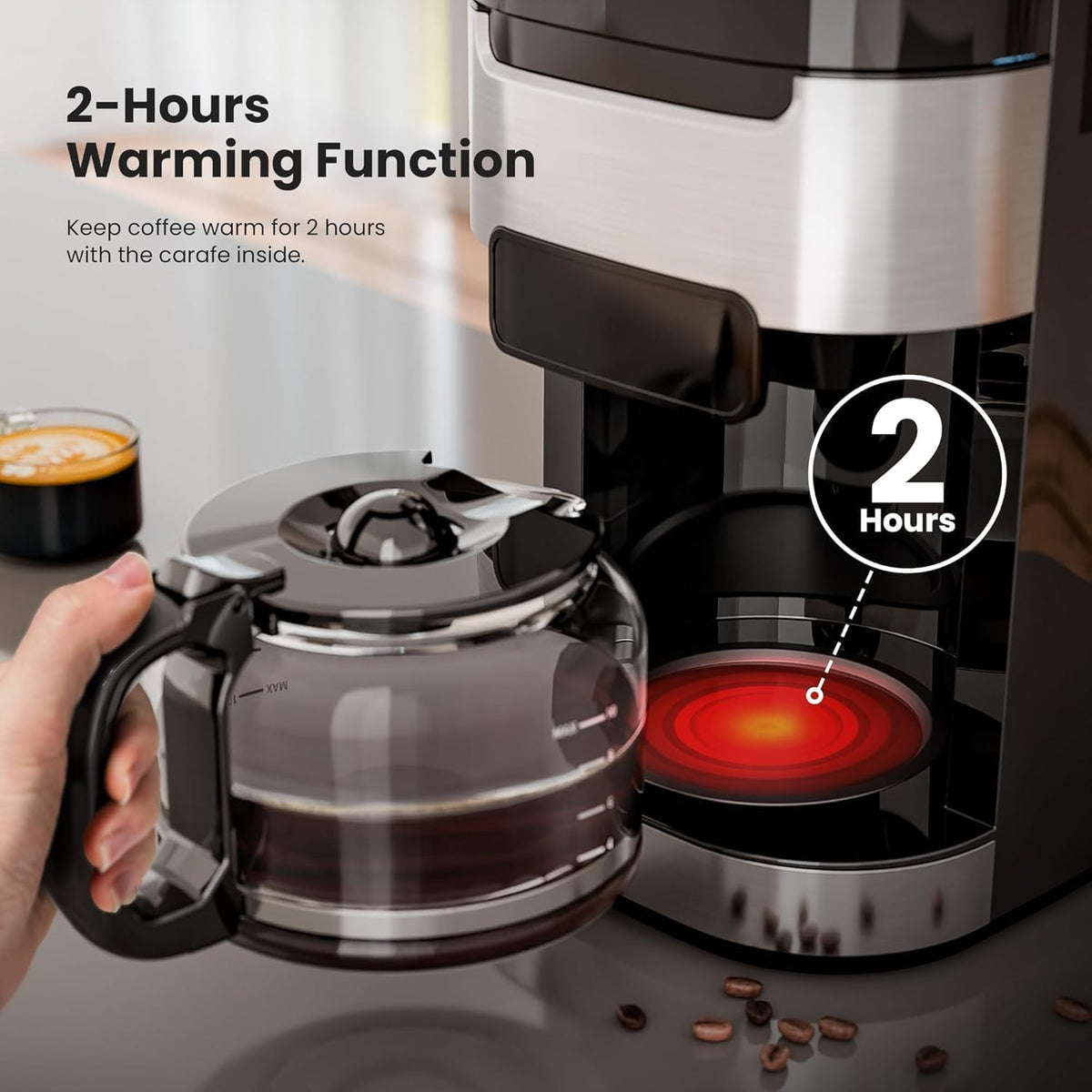 10 Cup Coffee Maker with Grinder, Grind and Brew Coffee Machine