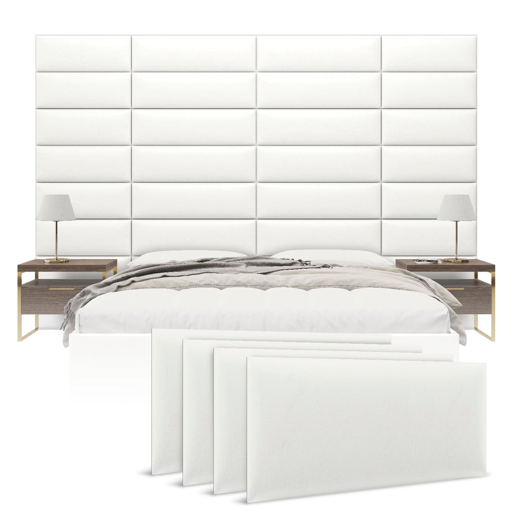 Vänt Wall Mounted Headboard Panels, Vintage Leather White Dove