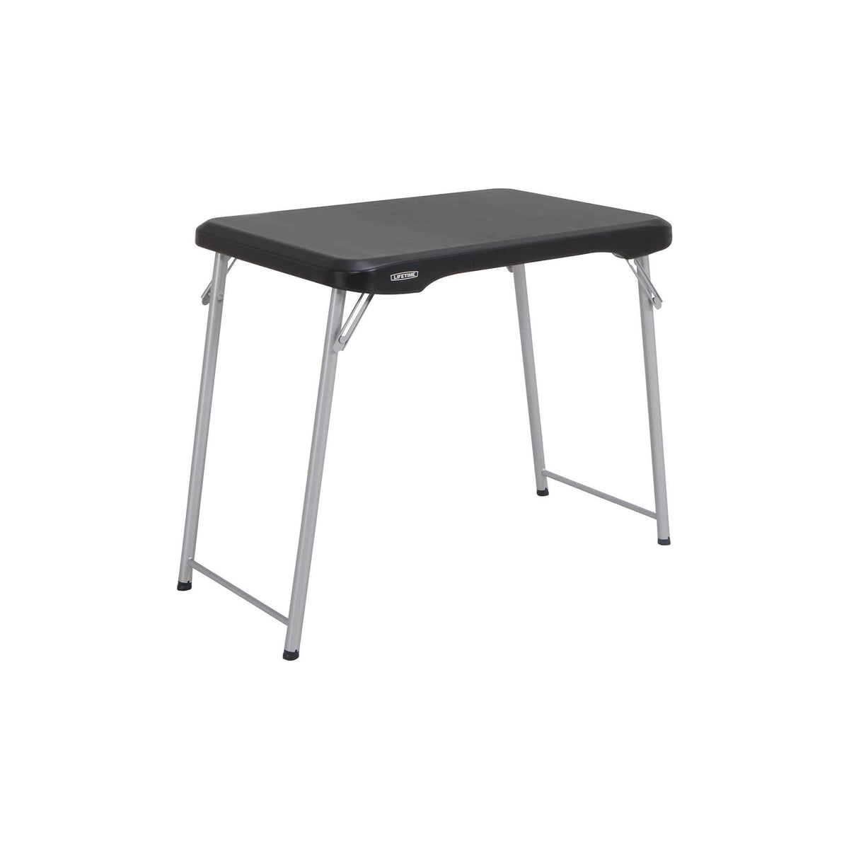 Stacking Compact Folding Table, 30 in. x 20 in., Black and Silver, Indoor/Outdoor