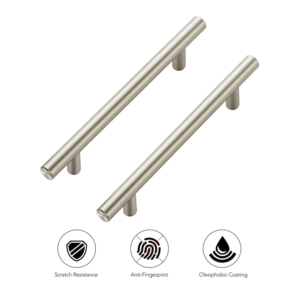 Cabinet Pulls,7.38" Length, 5" Hole Center,Brushed Nickel,15 Pack