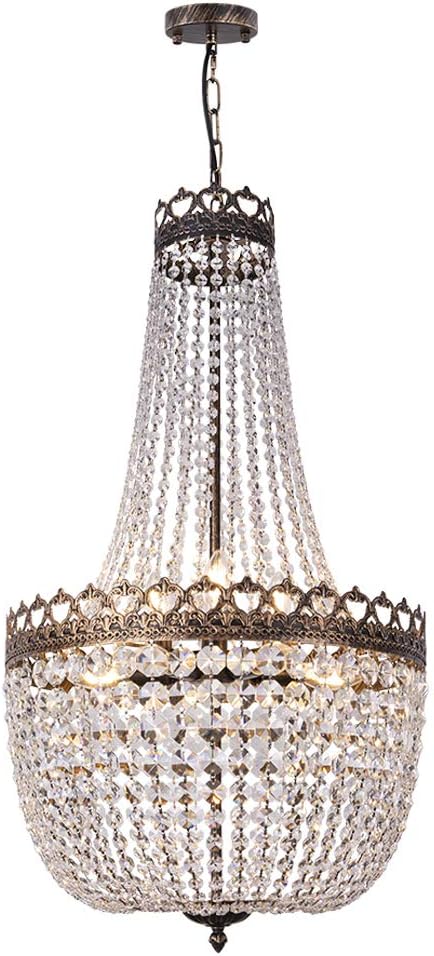 9-Light French Empire Crystal Chandelier Lighting for Dining Rooms and Foyers