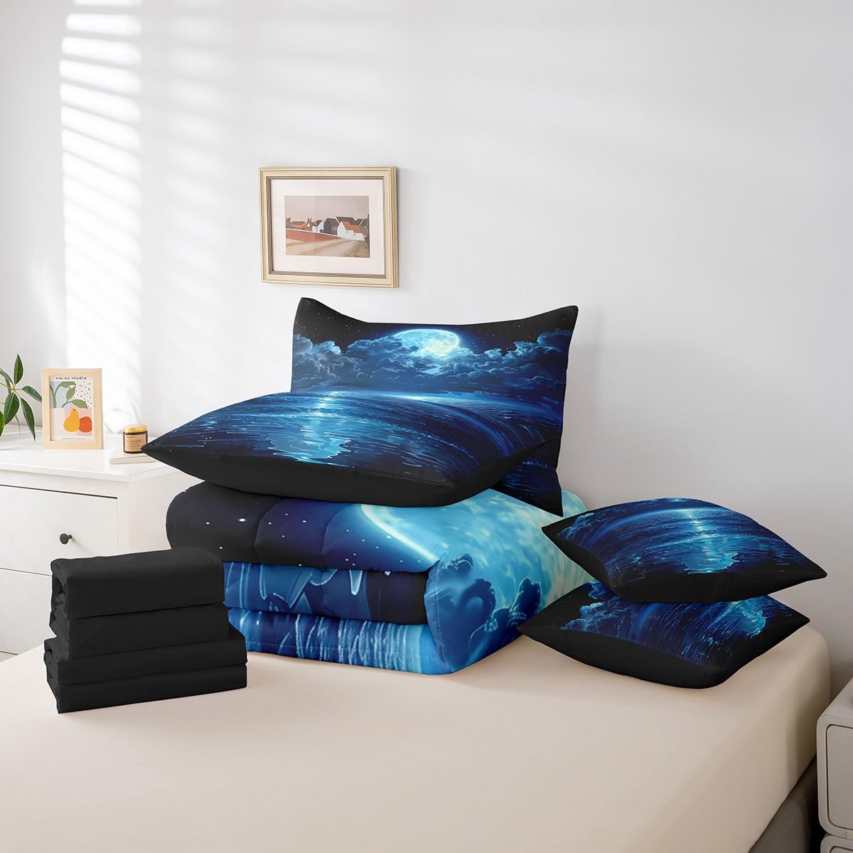 Moonlight Beach Comforter Set with Sheets 7 Piece