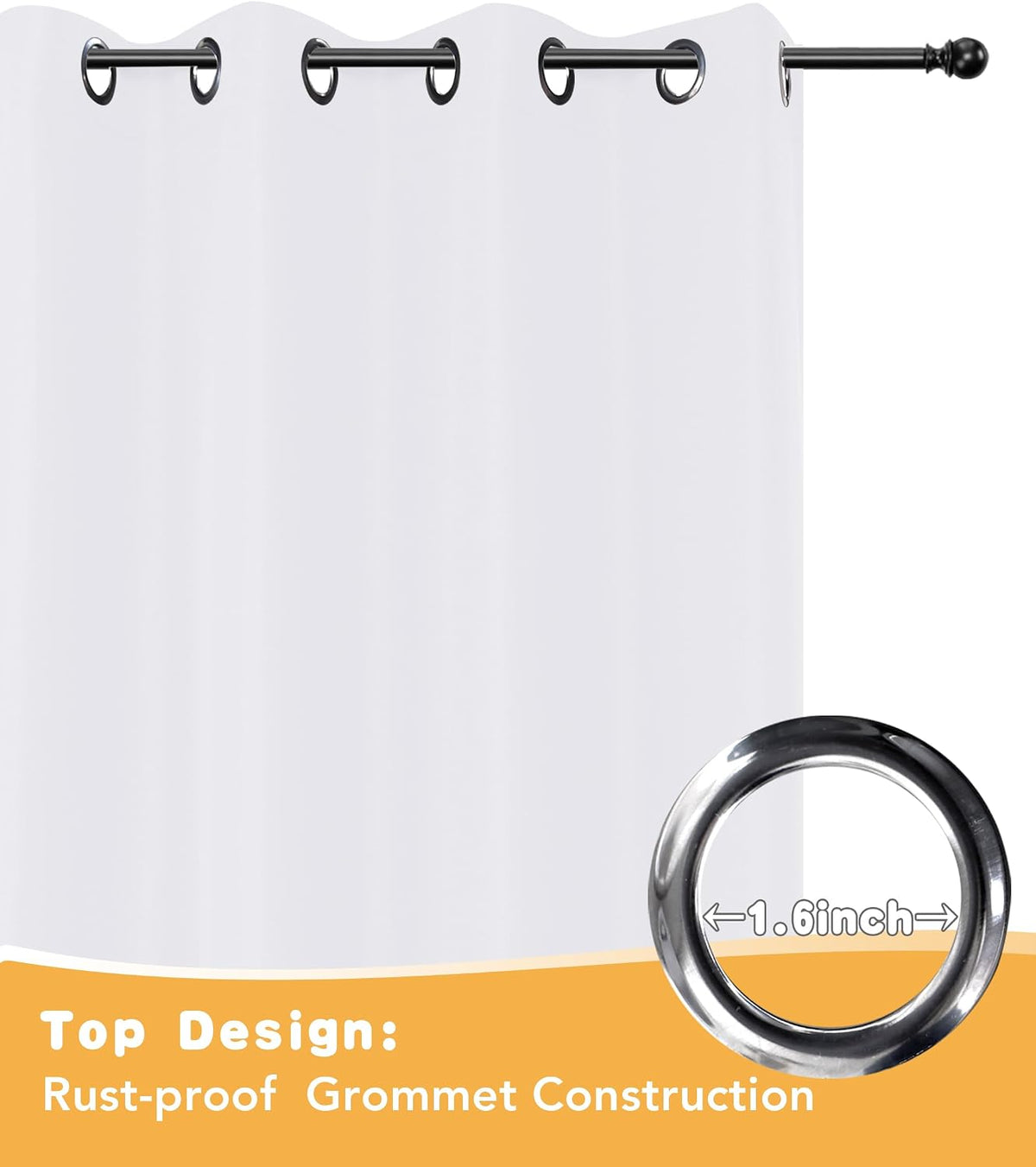 Extra Wide Outdoor Curtains Waterproof, 4 Panels - 110 x 108 Inch - Privacy & Light Filtering Curtains White Grommet