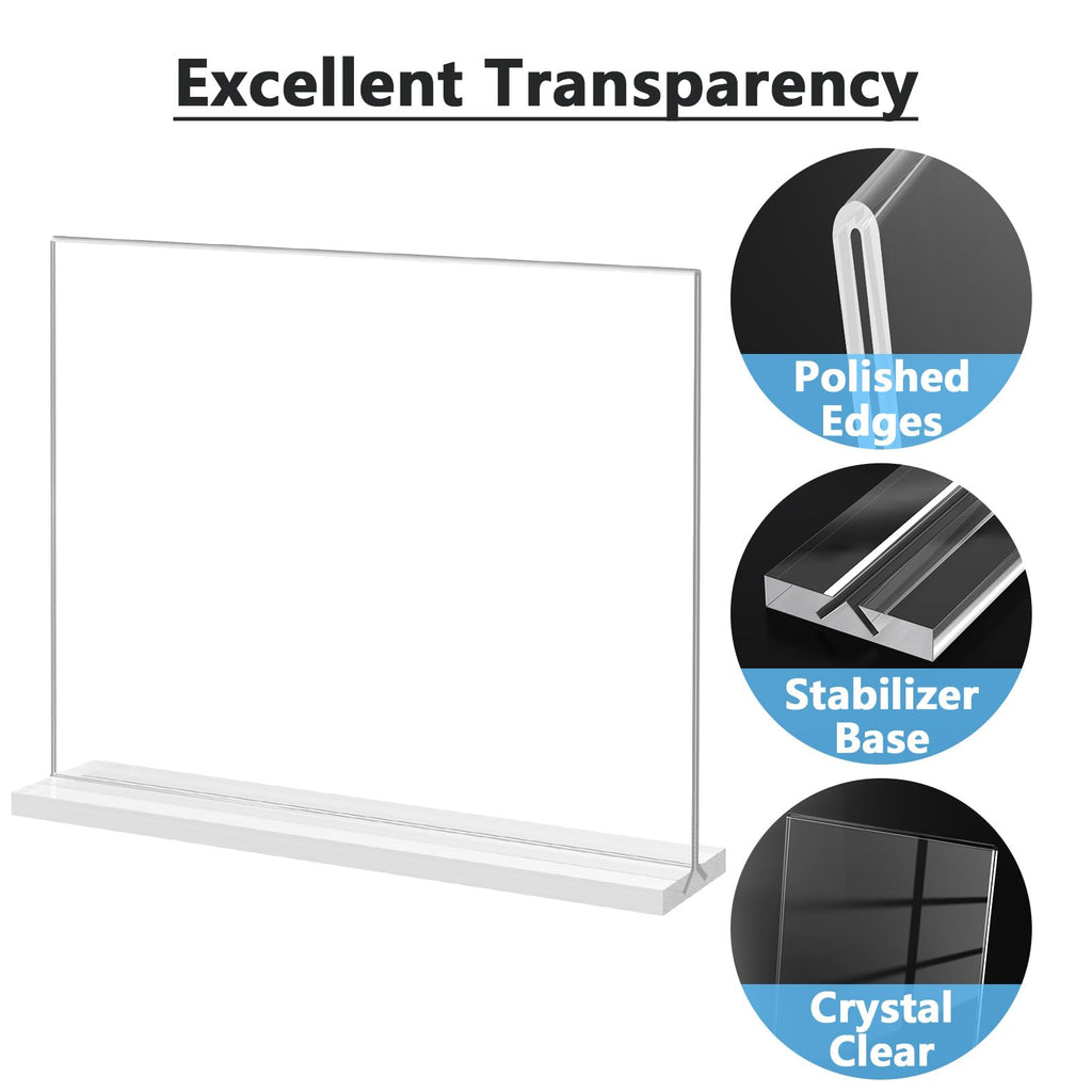 Acrylic Sign Holder Horizontal Double Sided Display Stand 2 Pack