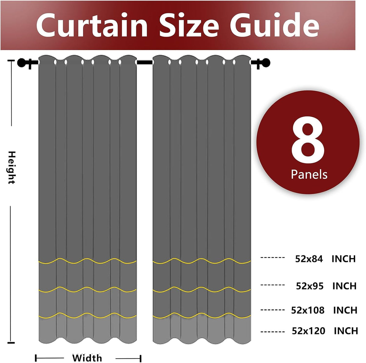 LZY 8 Panels Outdoor Curtains Waterproof - 52x108 Inches Cream Blackout Curtains, Polyester Weatherproof Privacy