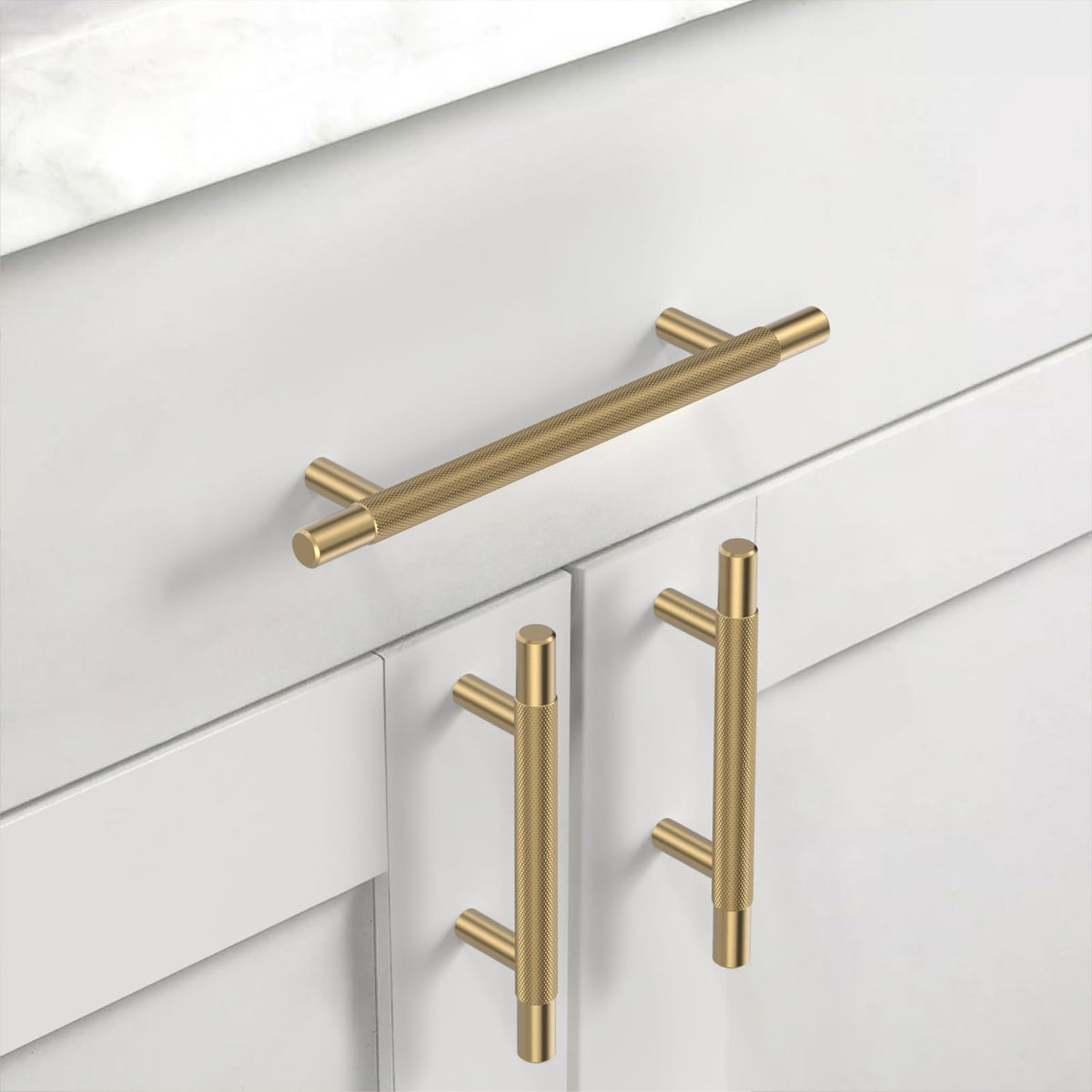10 Pack 5 Inch(128mm) Champagne Bronze Knurled Kitchen Cabinet Handles, Cabinet Pulls Kitchen Cabinet Hardware