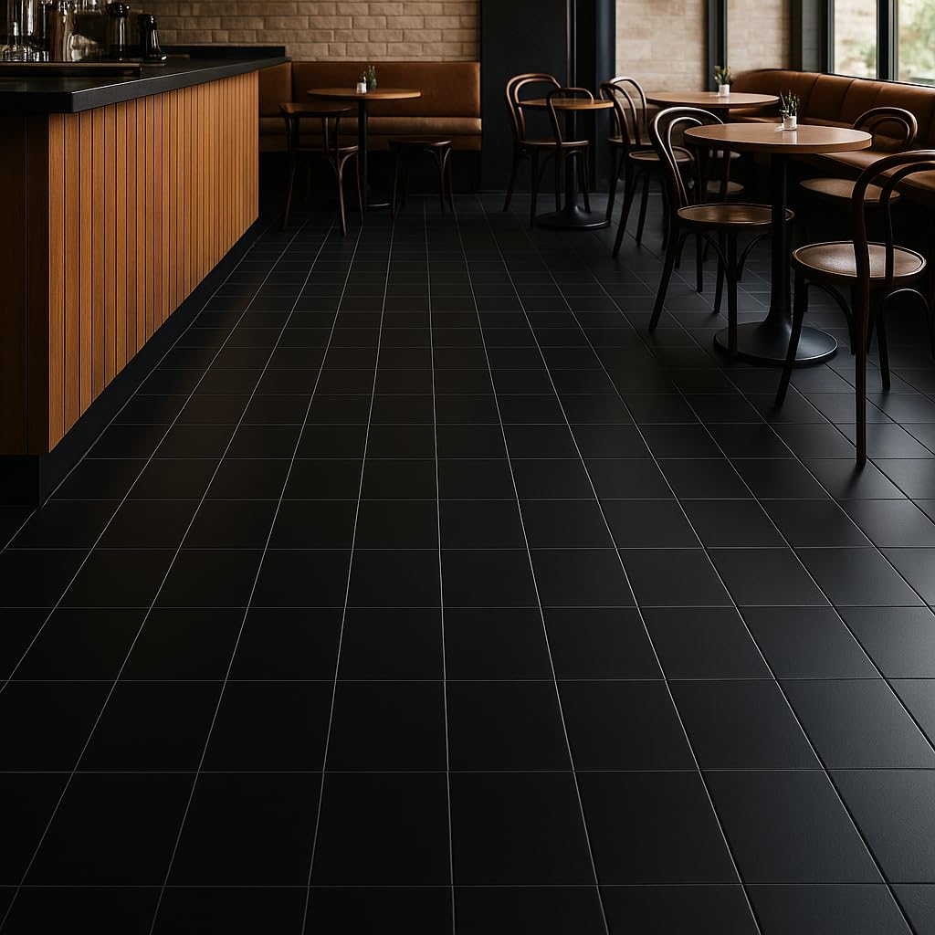 TRCD-GRS-8x8 Subway Square Black Porcelain Floor Wall Tile Backsplash Matte Finish (Box of 6.5 Square feet - 15