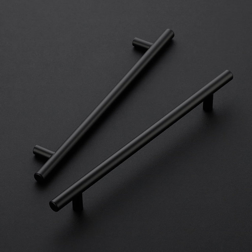 Matte Black Cabinet Handles,Round T Pulls,7-1/2 Inch,5 Pack