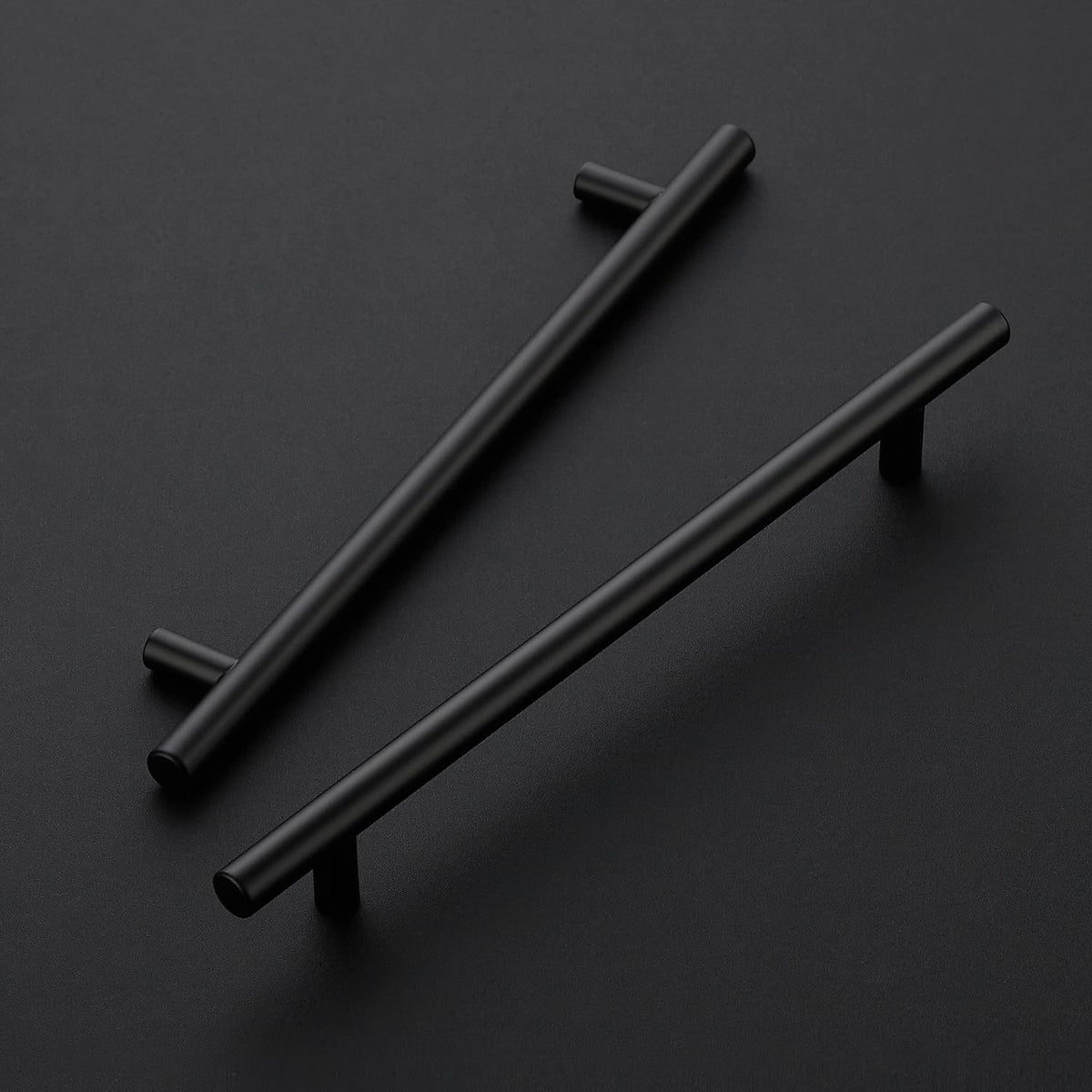 Matte Black Cabinet Handles,Round T Pulls,7-1/2 Inch,5 Pack