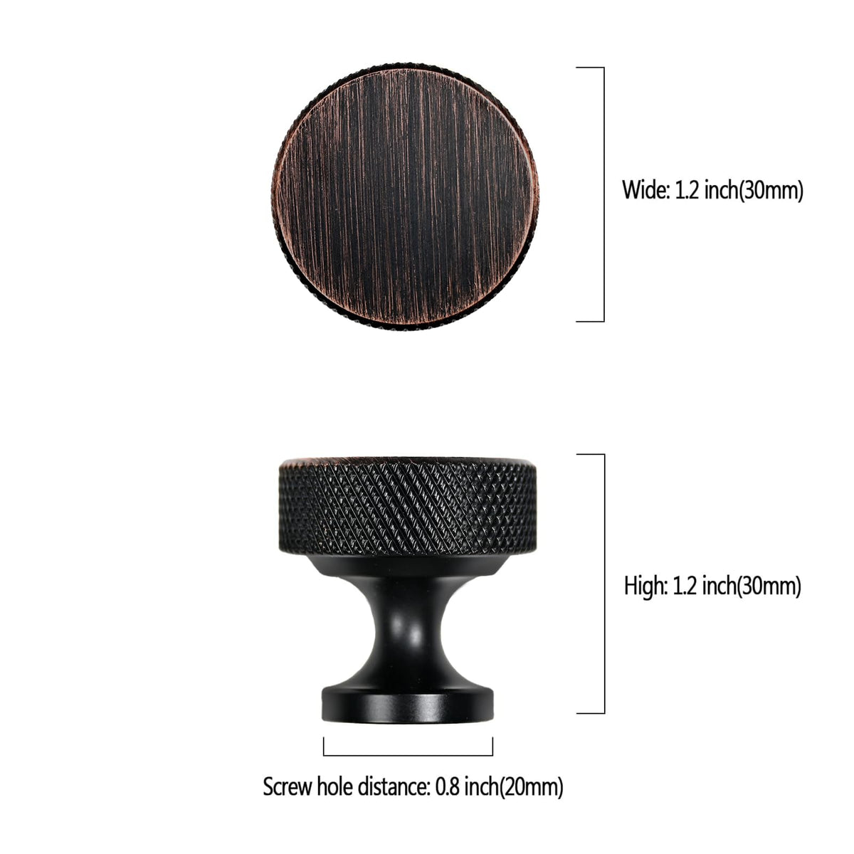 Oil Rubbed Bronze Knurled Cabinet Knobs Round Drawer Pulls 30 Pack
