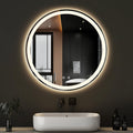 28 Inch Round LED Bathroom Mirror with Lights, Circle Vanity Mirror