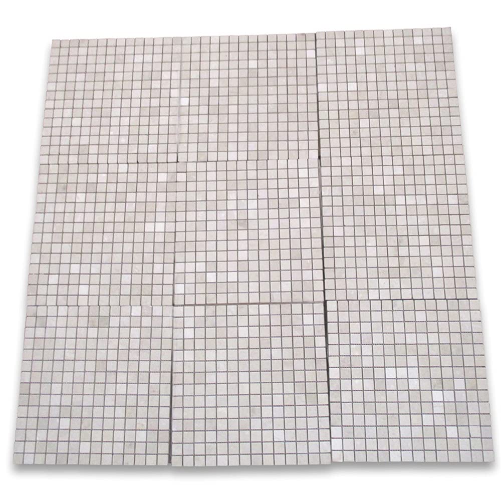 Crema Marfil Marble 3/4x3/4 Square Mosaic Tile Tumbled Kitchen Bath Wall Floor Backsplash Shower (1 Sheet)