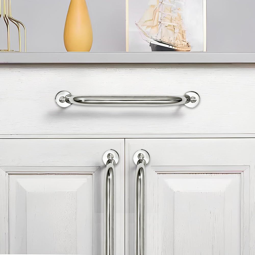 10 Pack 5 inch Hole Center Polished Nickel Cabinet Pulls - Heavy Duty Solid Drawer Hardware Handles Kitchen Vanity