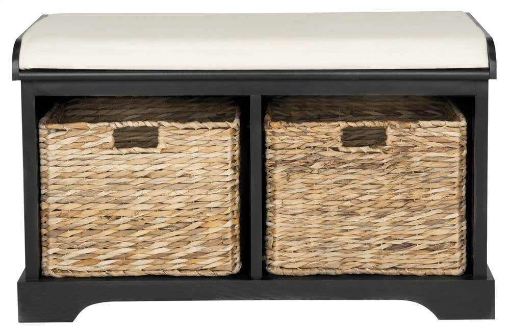Freddy Wood Storage Bench, 33" Farmhouse Black