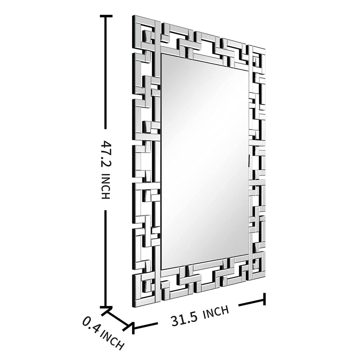 Large Decorative Rectangle Mirror for Wall Decor Art Grecian Venetian Mirror (Silver, 47" x 32")