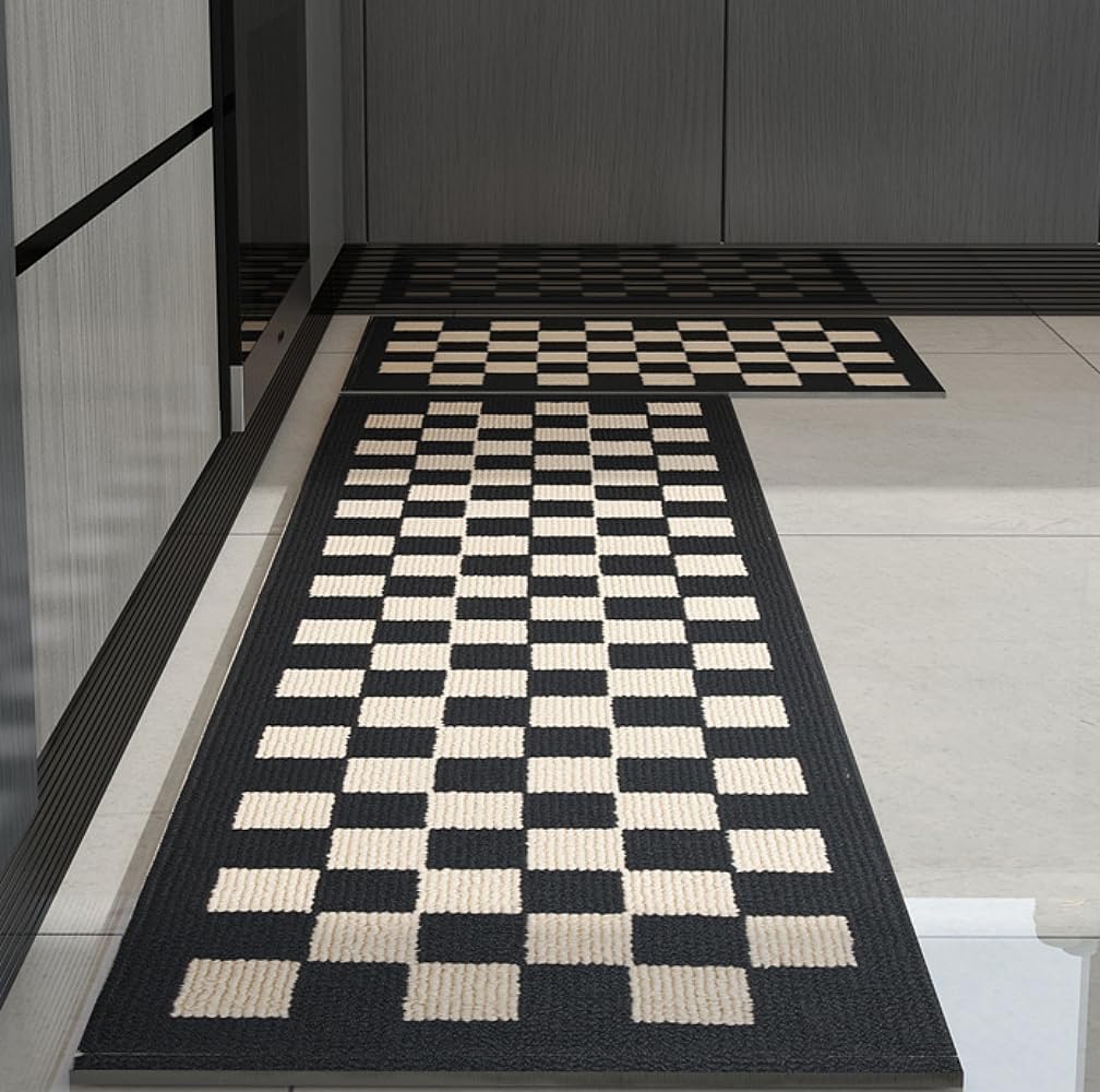 GIB Kitchen Rugs Mats for Floor Set of 2, Non Slip/Skid Kitchen Runner Rugs, Super Absorbent Machine Washable Soft