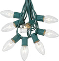 C9 Clear 100 Foot Christmas String Light Set, Green Wire