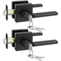 Matte Black Door Handles with Lock and Key, Keyed Entry 2 Pack