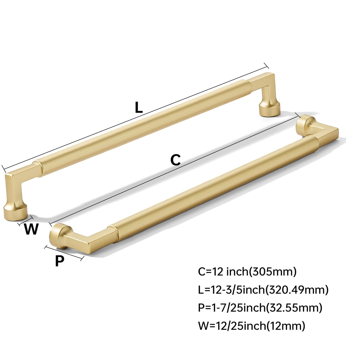 5-Pack 12-Inch(305mm) Brushed Gold Cabinet pulls Kitchen Cabinet Handles, Matte Gold Cabinet Pulls Kitchen Cabinet