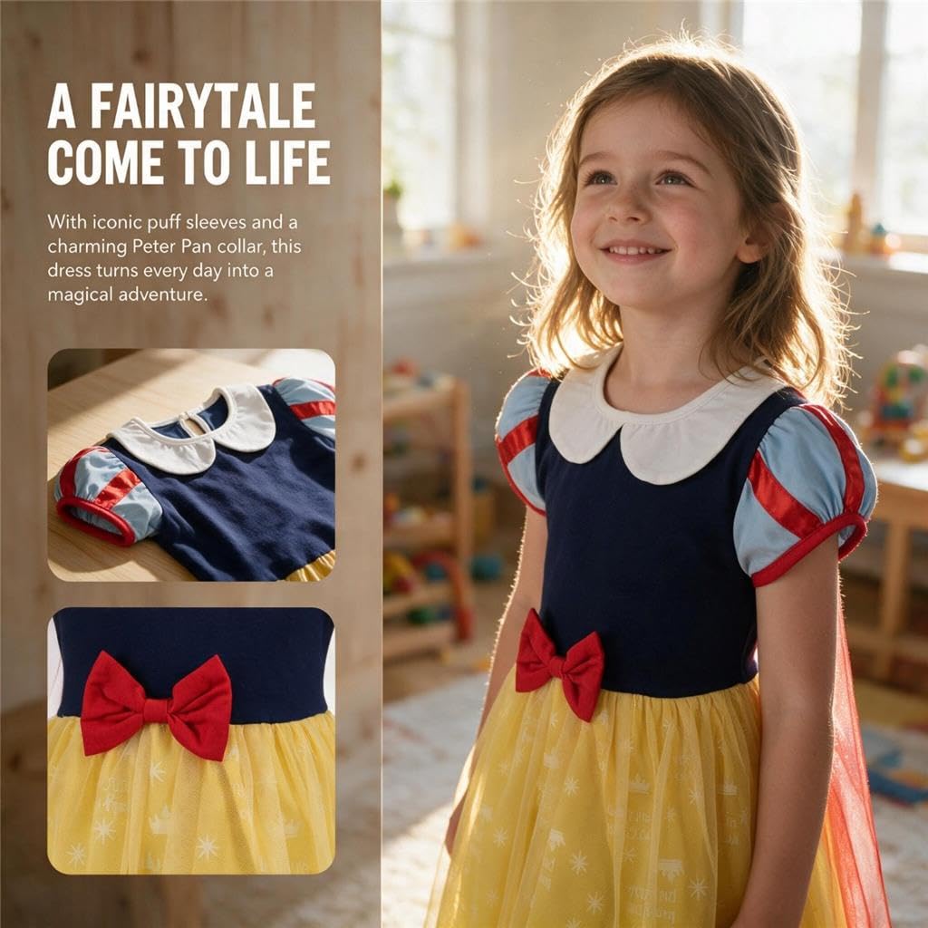 Baby Girls Princess Dress with Cape & Hair Hoop, Yellow