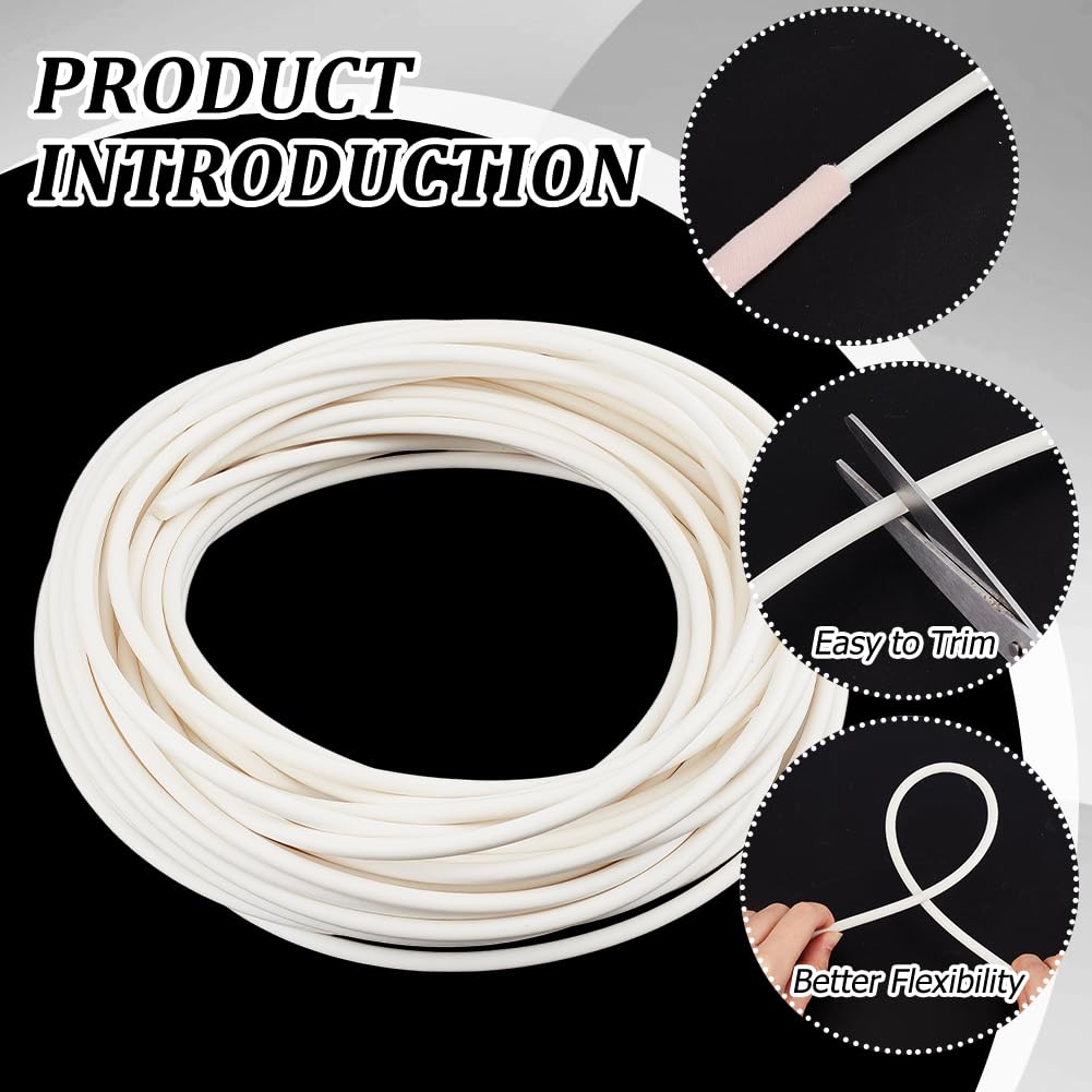 Upholstery Firm Plastic Foam Welt Cord Piping, 6mm White PVC Plastic Solid Piping Cord for Sofa, Chair - 21.8 Yards