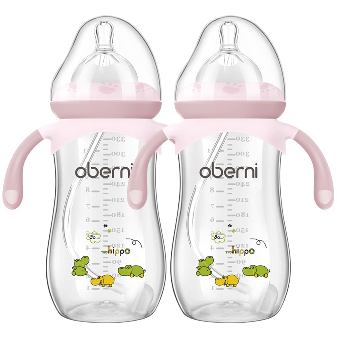 Toddler Milk Bottle 330ml/11oz, Anti-Colic Baby Bottle with Fast Variable Flow Nipple for 12 Months, Weigthed Straw
