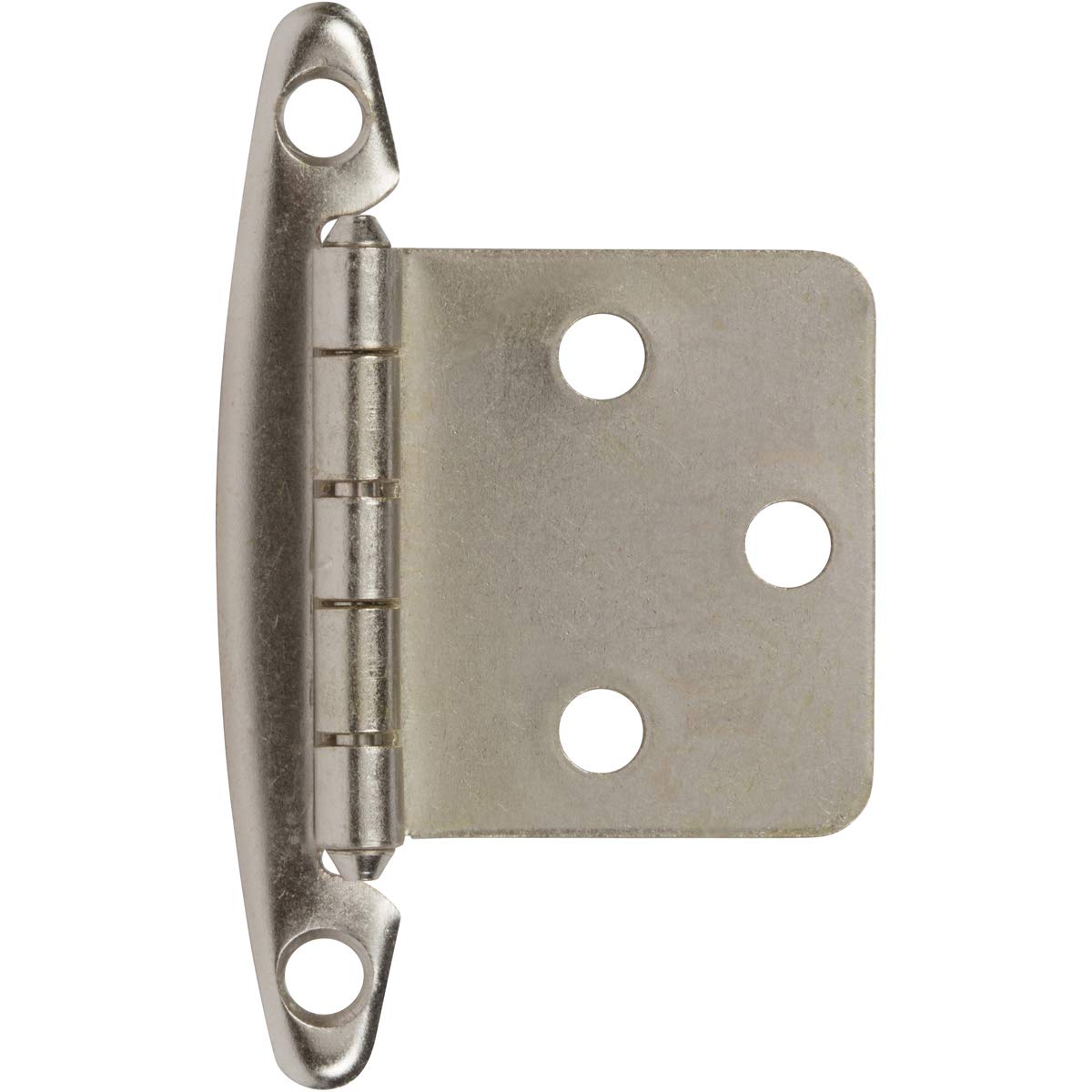 (25 Pairs Pack/50 Pcs) Satin Nickel, Non Self Closing/Free Swinging Variable Overlay Flush Cabinet Hinge