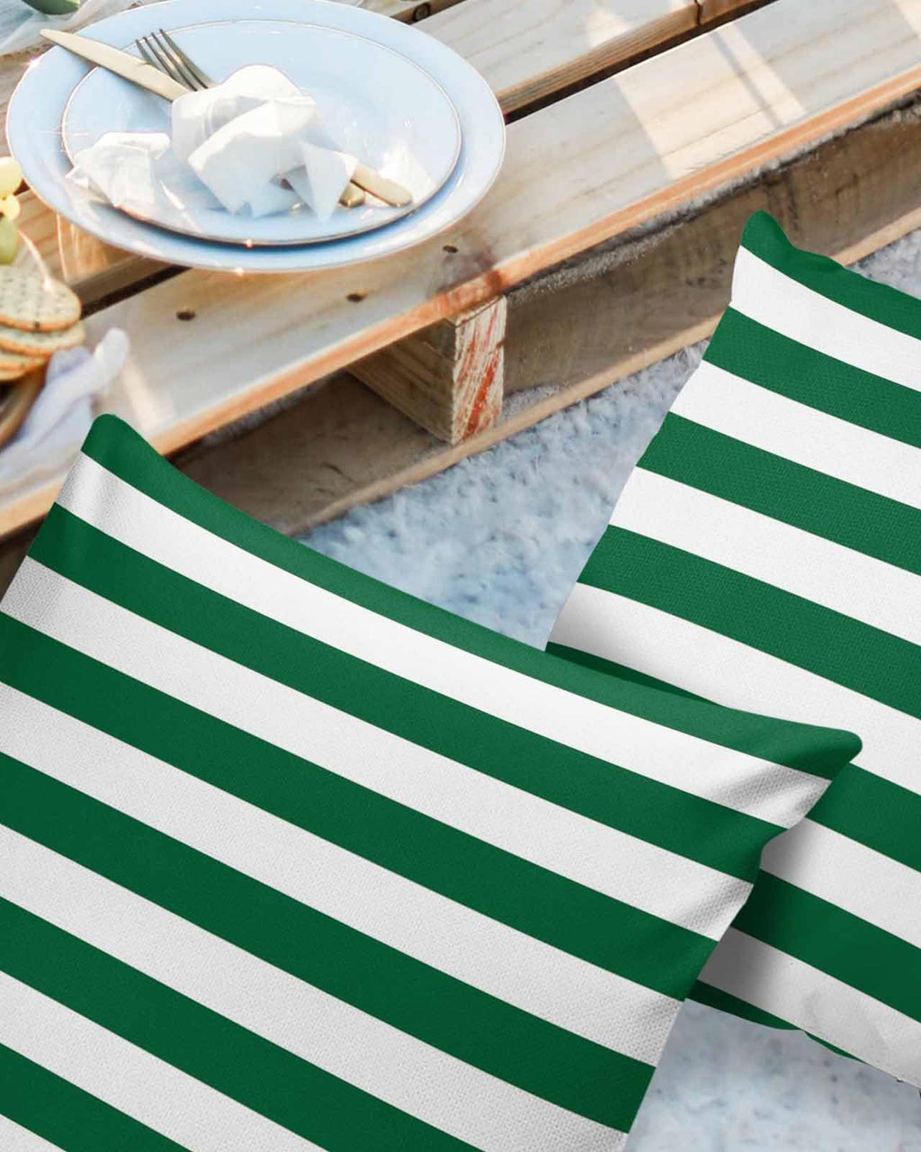 Outdoor Pillows 18x18 Waterproof Outdoor Pillow Covers Green Christmas Striped Vintage Polyester Throw Pillow Covers