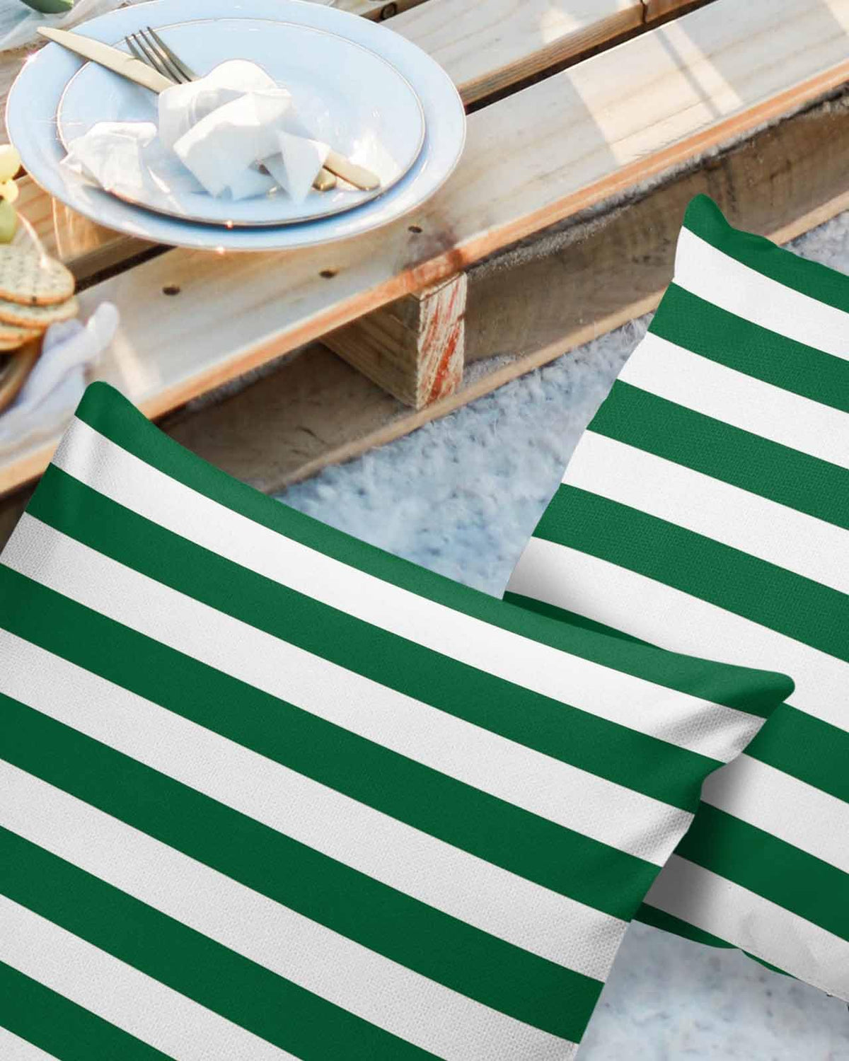 Outdoor Pillows 18x18 Waterproof Outdoor Pillow Covers Green Christmas Striped Vintage Polyester Throw Pillow Covers