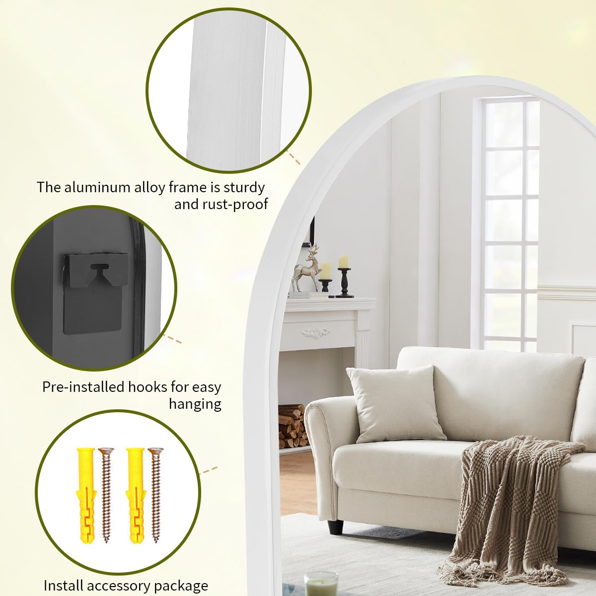 20"x30" Arch Bathroom Wall Mirror, Silver