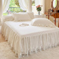 Floral Stereo Lace Bed Skirt for King Bed - 17in. Drop, Dust Ruffle Bedskirt Anti Wrinkle & Fade Resistant