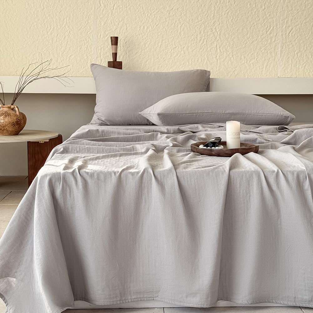 100% Muslin Cotton Sheet Set, Gray