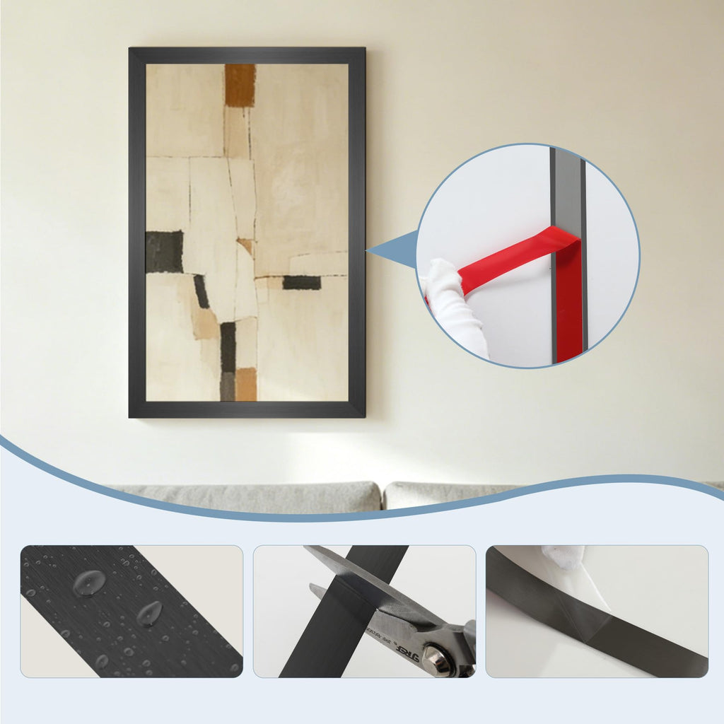 Brushed Black Metalized Finish Molding Trim, Peel and Stick Strip for Mirror Frame, Wall, Fireplace and Home DIY