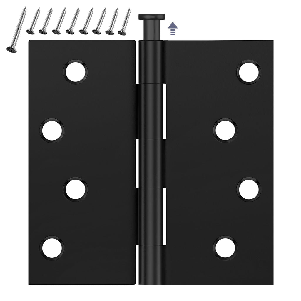 3 Pack Matte Black Door Hinges 4 Inch, Exterior Door Hinges Square Corners