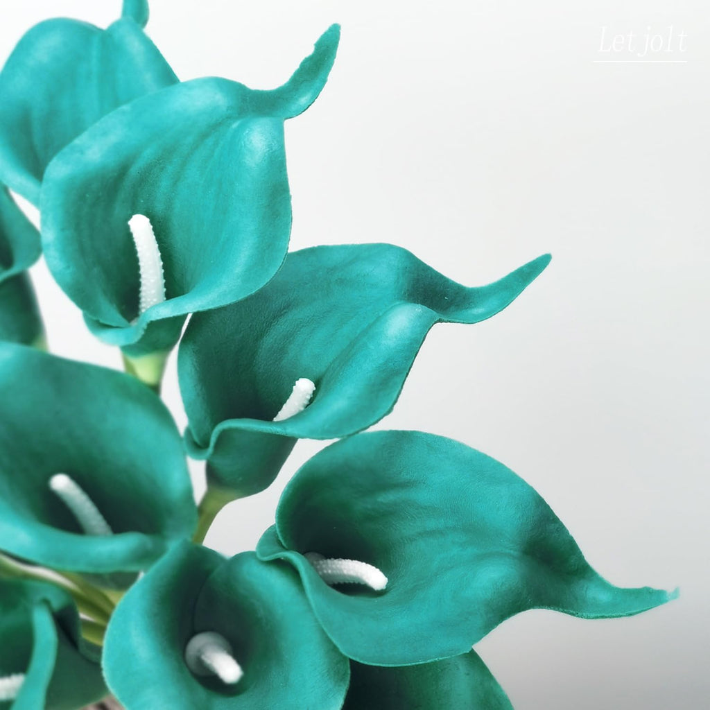 Teal Calla Lily Artificial Flowers 20 Pieces Bouquet