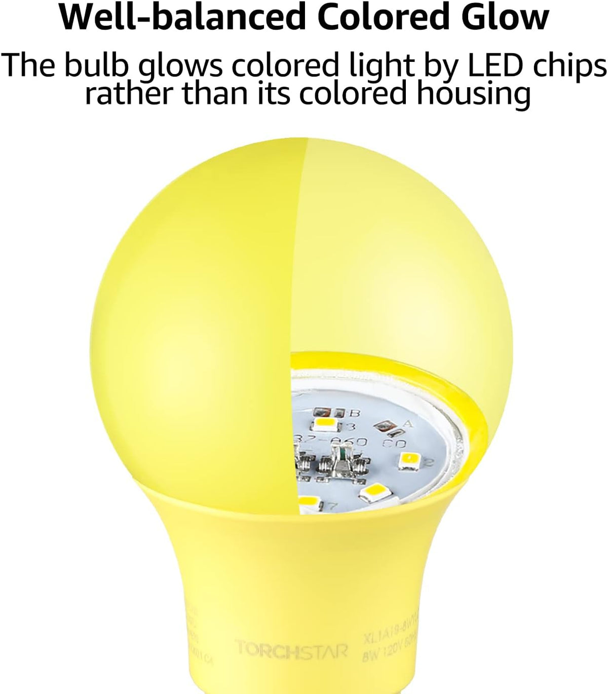 LED A19 Yellow Light Bulbs, E26 Base, UL Listed