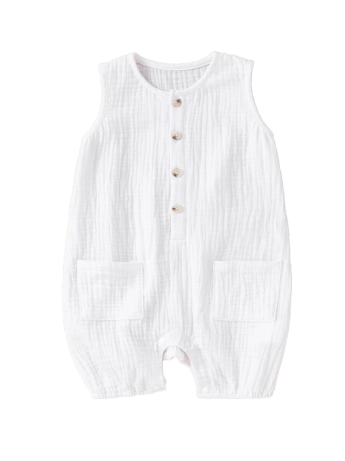 Baby Boy Girl Clothes Unisex Muslin Sleeveless Romper White
