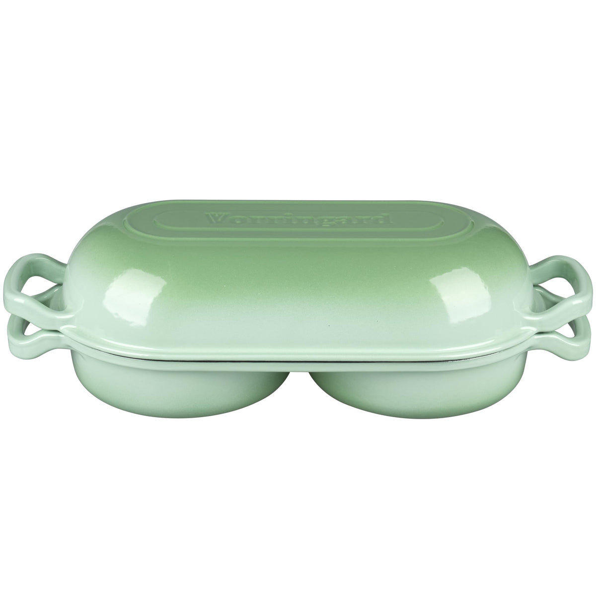 Enameled Cast Iron Double Dutch Oven with Lid, Dual Round Loaf Pan, Bread pan made Sourdough Bread Baking, Green