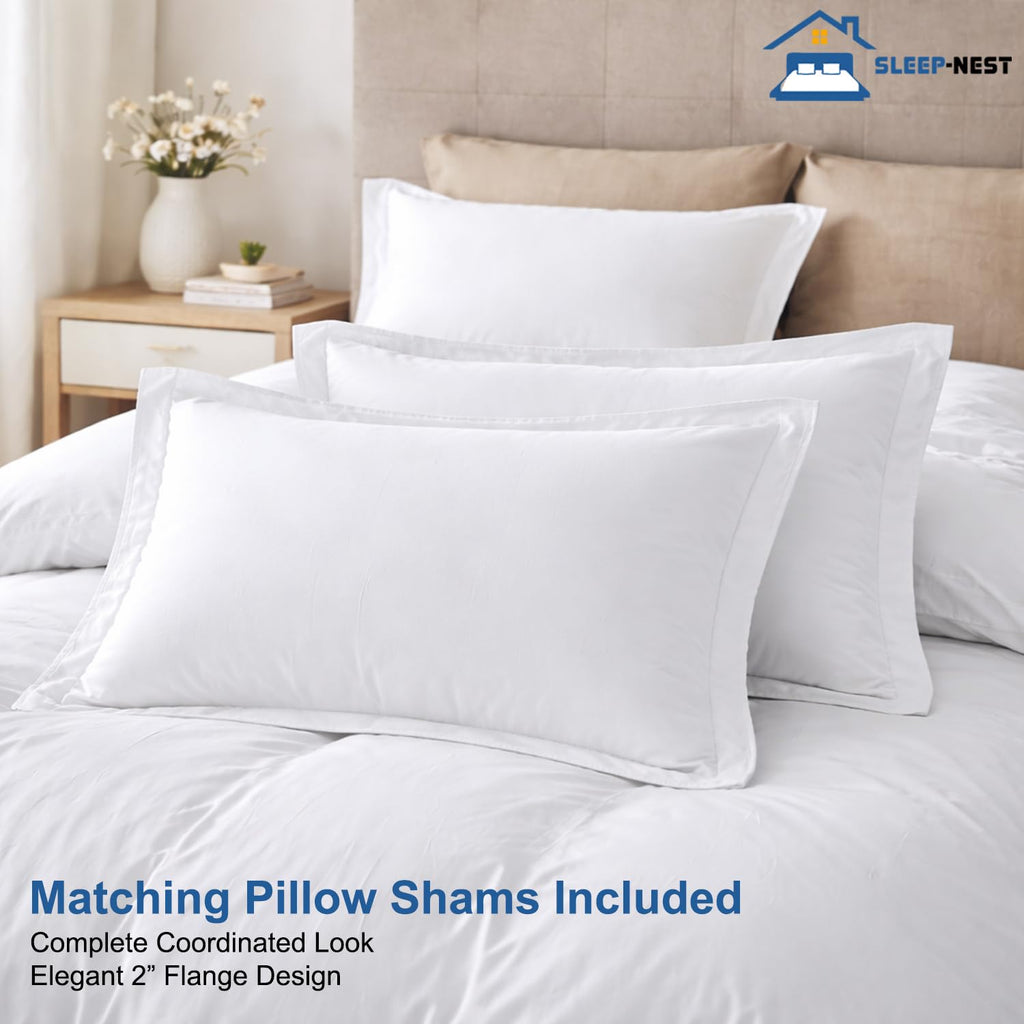 Hotel Luxury 104 x 98 Size Duvet Cover Set - 100% Egyptian Cotton, Soft & Breathable Bedding, Zipper