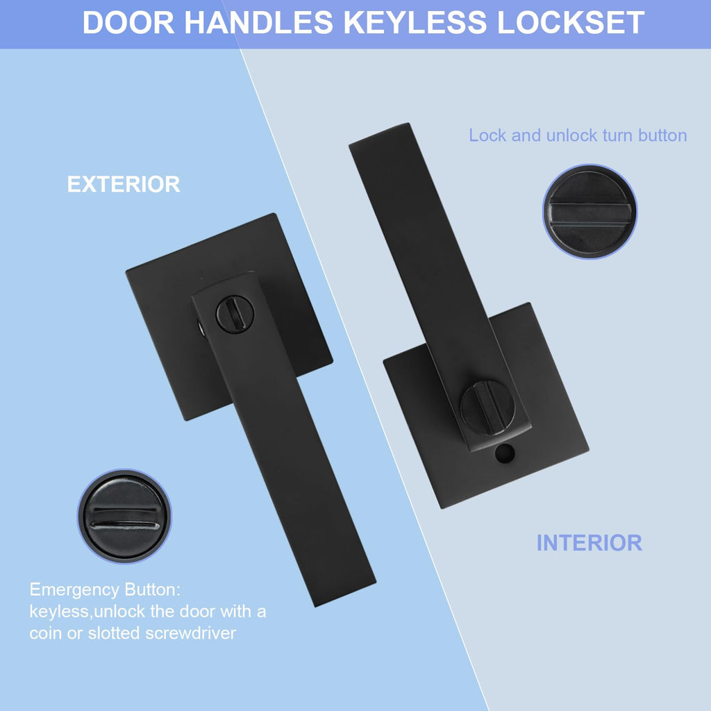 Privacy Door Levers, 5 Pack Matte Black Door Handles, Bed and Bath Door Locksets Heavy Duty Keyless Interior Handles
