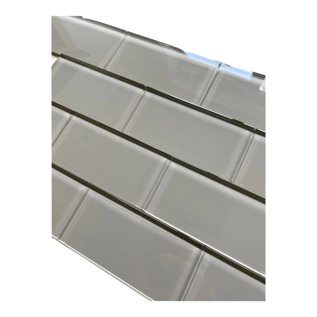 3x6 Cool Gray Color Wave Glass Tile - CW04 Silver Mink Subway Backsplash Wall Tile (8 Piece Pack (1 sf Coverage))