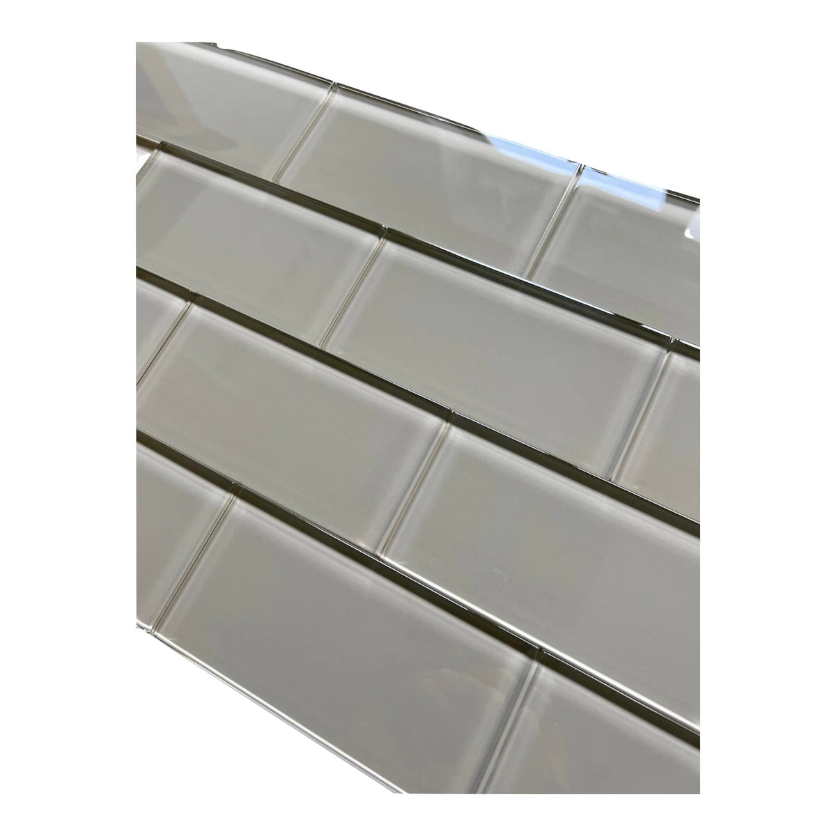 3x6 Cool Gray Color Wave Glass Tile - CW04 Silver Mink Subway Backsplash Wall Tile (8 Piece Pack (1 sf Coverage))