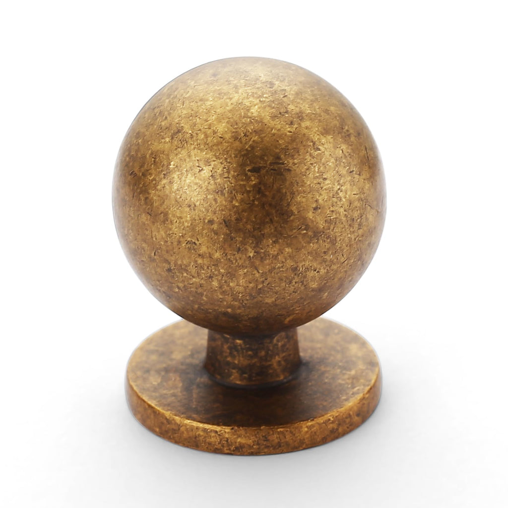 10 Pack Antique Brass Cabinet Knobs Single Hole Cabinet Pulls 1 Inch Diameter Round Drawer Knobs and Pulls Cabinets