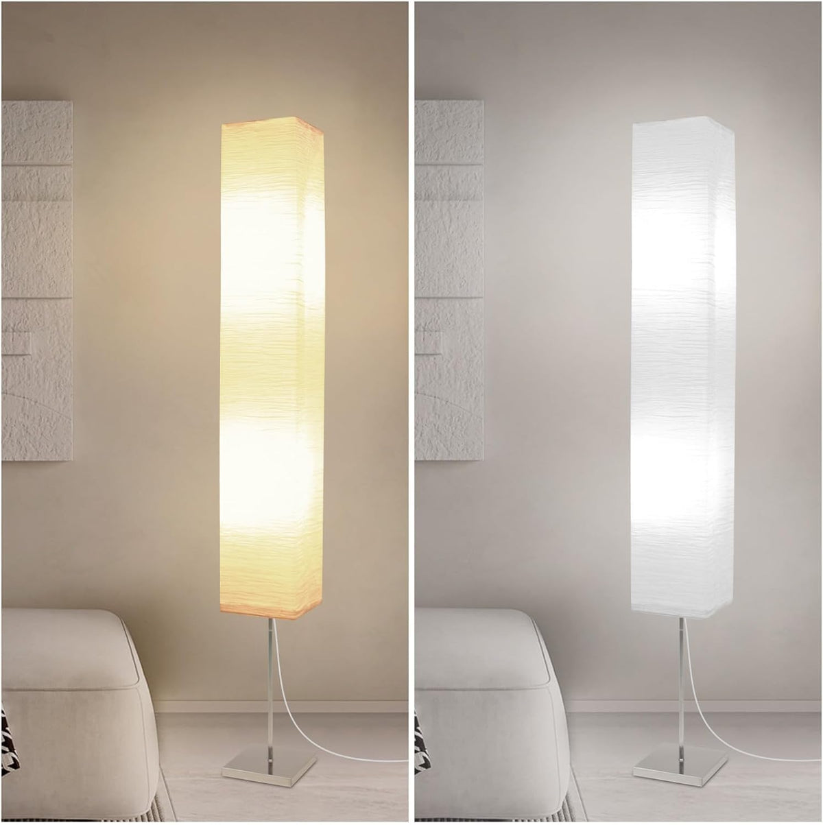 Inspired Noguchi Style Paper Floor Lamp, Japanese Floor Lamp with Rice Paper Lamp Shade, Corner Paper Lantern Floor Lamp Whit No Bulb