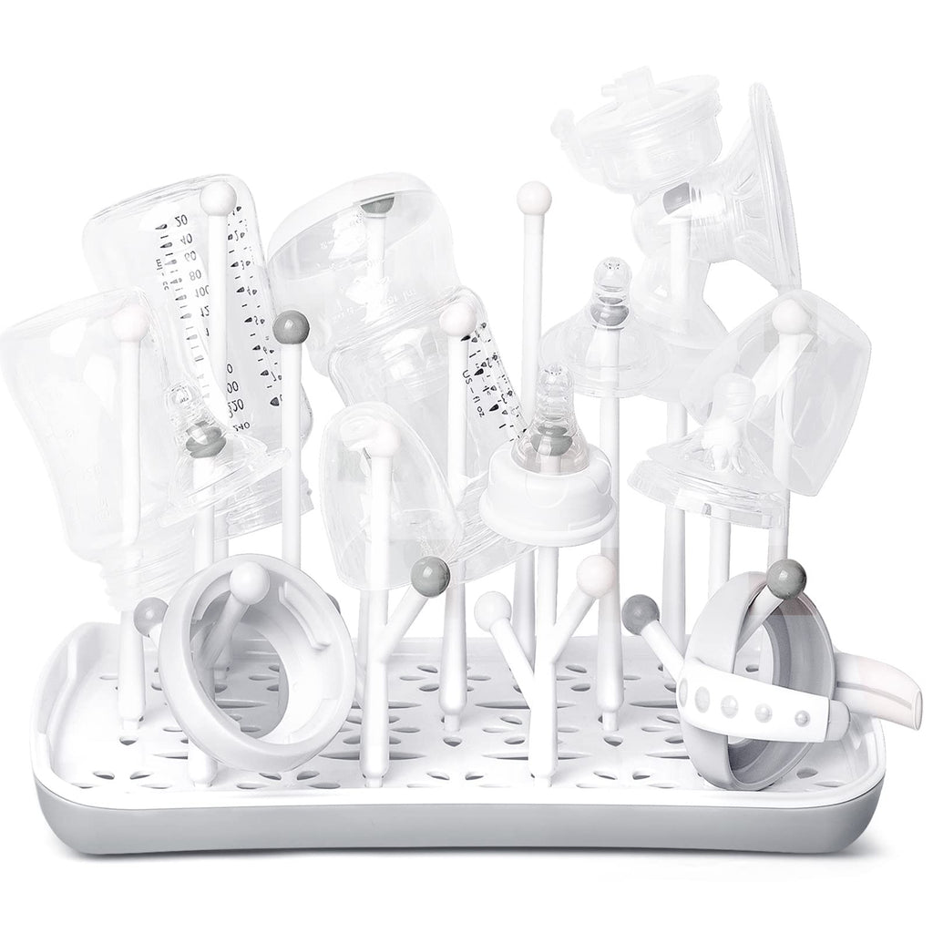 Baby Bottle Drying Rack: Space-Saving with 13 Hooks & Drain Tray