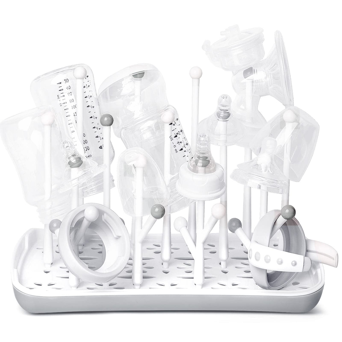 Baby Bottle Drying Rack: Space-Saving with 13 Hooks & Drain Tray