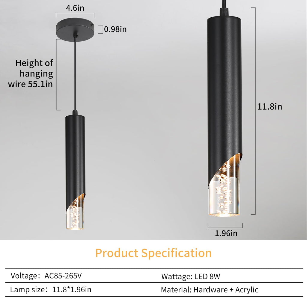 Inspired Nelson Style 2 Pack Modern Black Mini Pendant Light, Bubble Acrylic, 3 Color