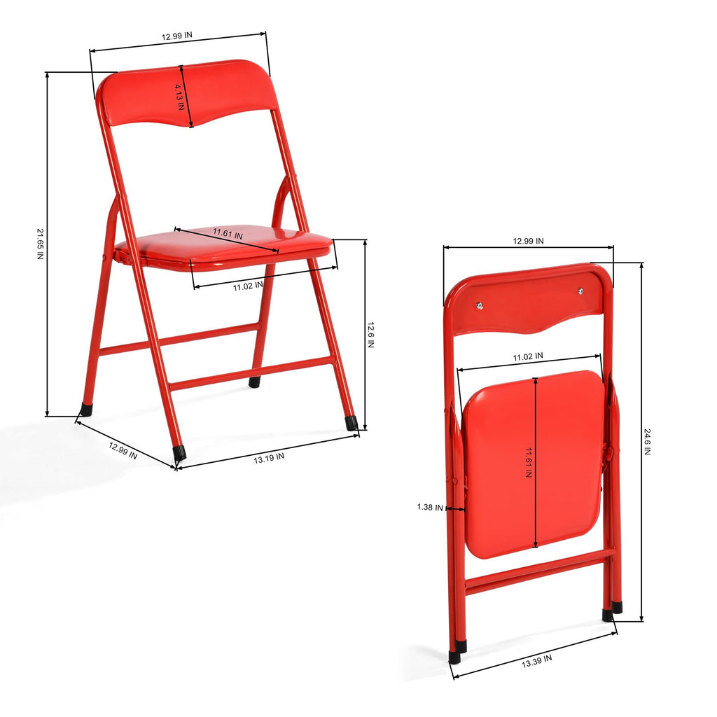 5-Piece Folding Table and Chair Set, Compact Square Activity Table with 4 Folding Chairs, Sturdy Metal Frame