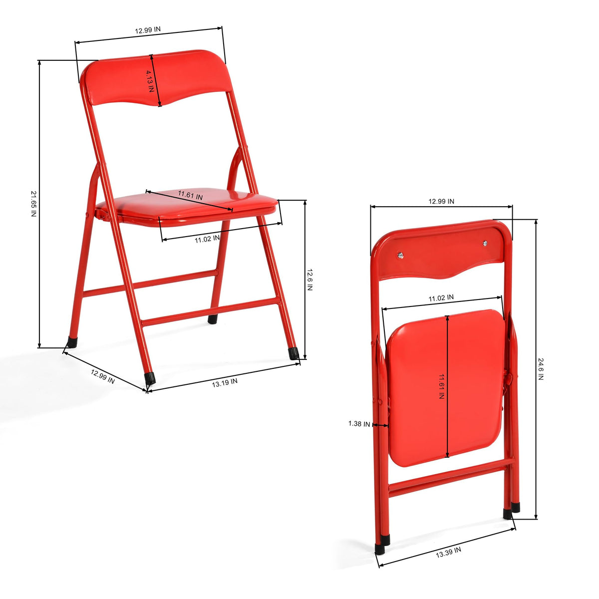 5-Piece Folding Table and Chair Set, Compact Square Activity Table with 4 Folding Chairs, Sturdy Metal Frame