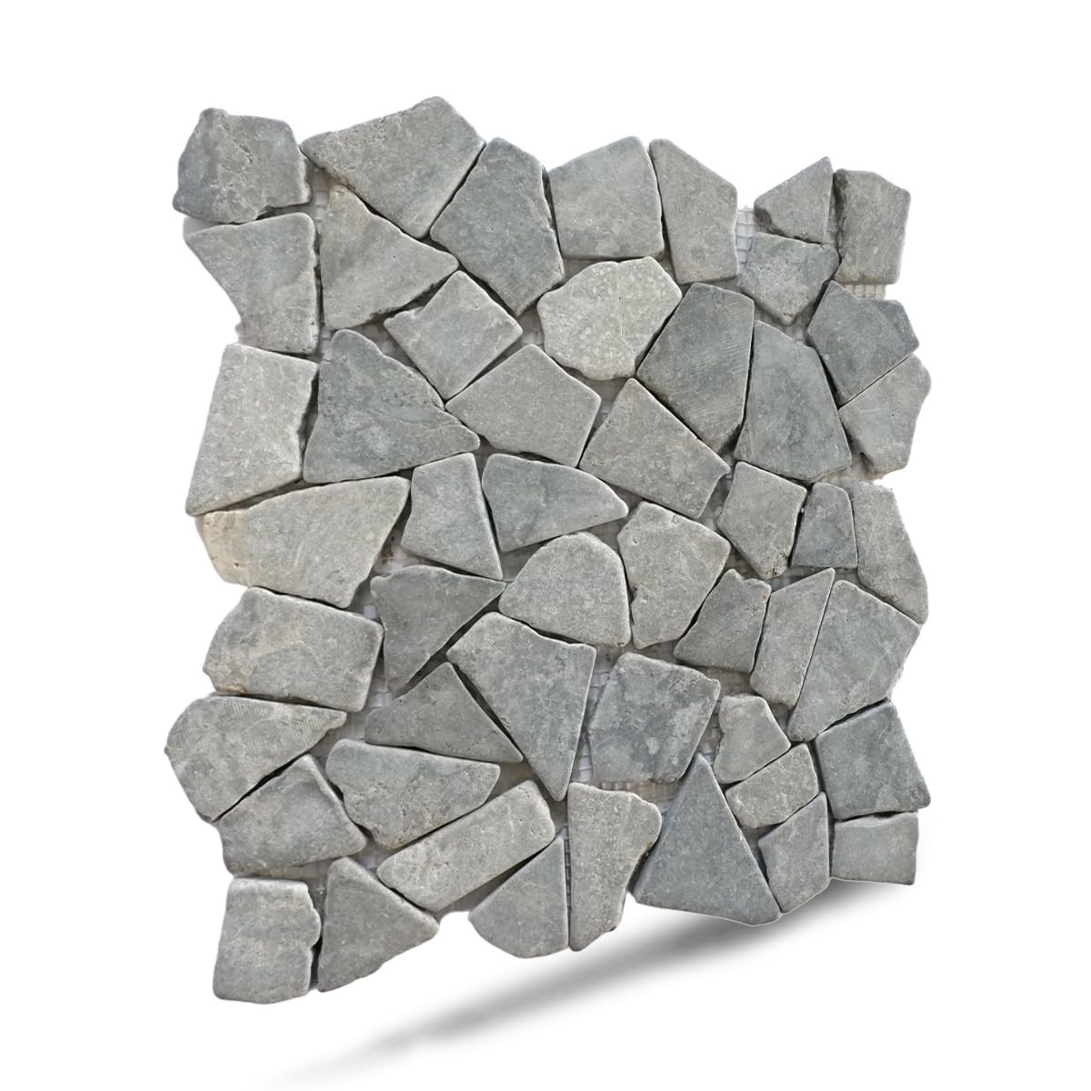 Ash Grey Random Mosaic, Tumbled Stone Back Splash Tiles Walls, Shower and Bathroom Floors, and Outdoor Areas (11.4" X